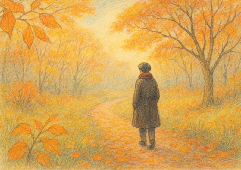 Person im herbstlichen Wald