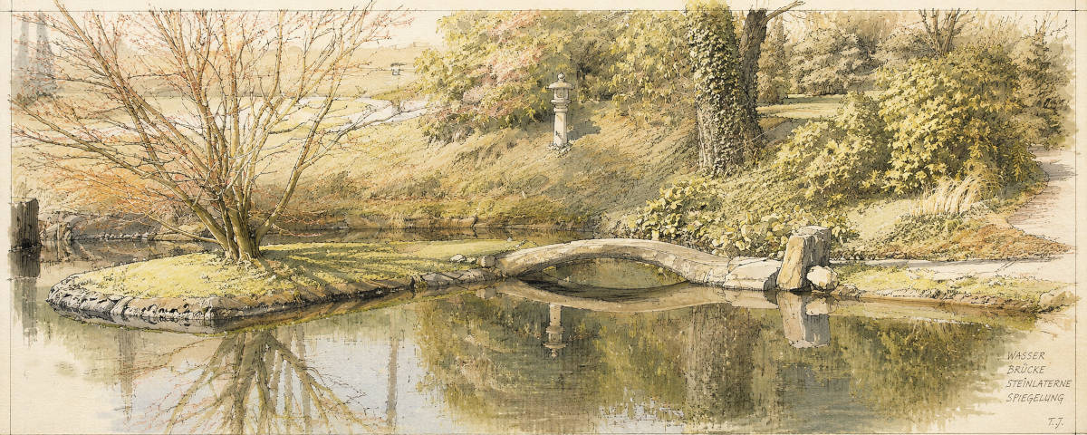 Steinlaterne am Teich