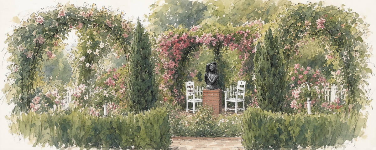 Intimer kleiner Rosengarten