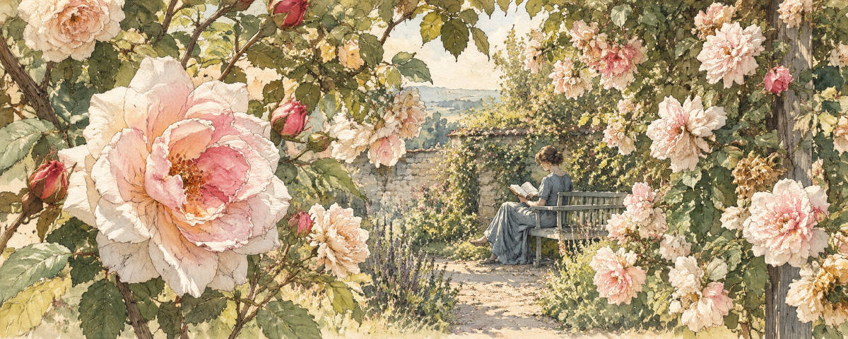 'Albertine' Ramblerrose im Rosengarten